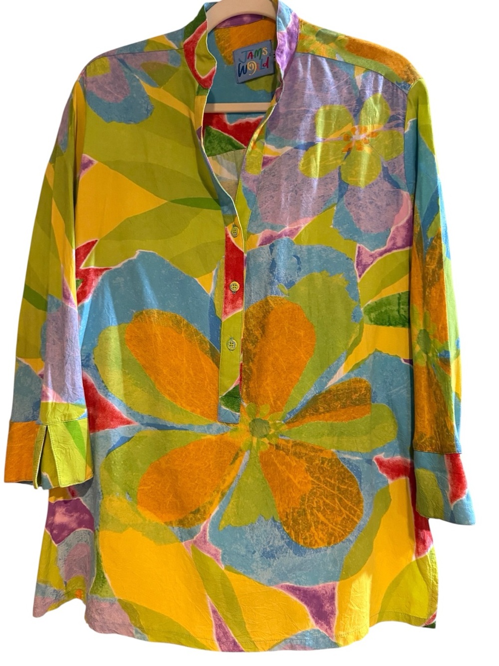 Jam’s World Catalina Orchid Floral Tunic Blouse M Honolulu Hawaii